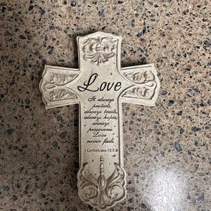 Decorative Beige Cross with Love Inscription